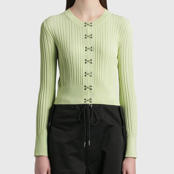 NEW DION LEE MiNT GREEN HOOK RIB tank top cardigan size S